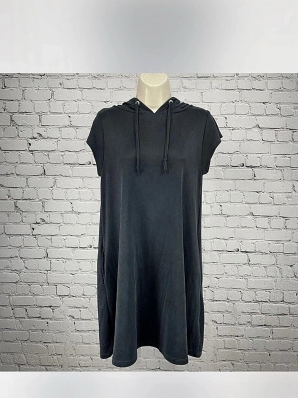 Elan Modal Hooded Mini Shift Dress Black Small